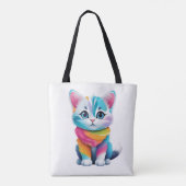 Tote Bag chat arc-en-ciel (Dos)