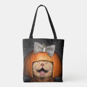 Tote Bag Chat aux cheveux Citrouilles (Dos)