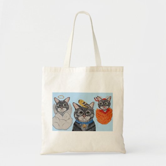 Tote Bag Chat avec ange et diable (Devant)