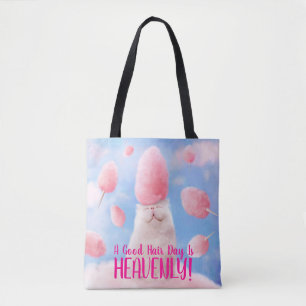 Tote Bag Chat Avec Coton Candy Cheveux