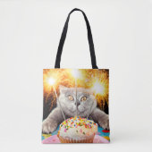 Tote Bag Chat Avec Cupcake Sparkler (Devant)