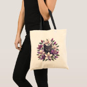 Tote Bag Chat avec des fleurs (Devant (produit))