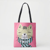 Tote Bag chat avec écharpe d'hiver (Devant)