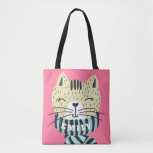Tote Bag chat avec écharpe d'hiver