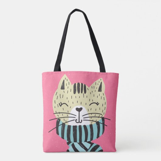 Tote Bag chat avec écharpe d'hiver (Dos)