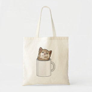Tote Bag Chat avec tasse de café