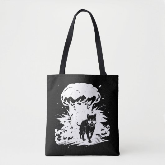 Tote Bag Chat Badass avec lunettes de soleil marchant loin (Devant)