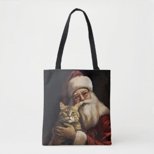 Tote Bag Chat Bengal avec la fête de Noël de Santa Claus