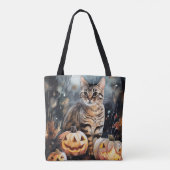 Tote Bag Chat Bengale D'Halloween Avec Peur Citrouille (Dos)