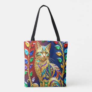 Tote Bag Chat bijou de luxe multicolore Tote, Étagère – Art