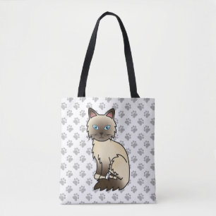 Tote Bag Chat Birman / Ragdoll pointe chocolat & pattes mig
