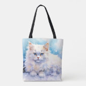 Tote Bag Chat blanc à la neige (Dos)