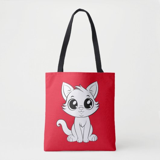 Tote Bag Chat blanc adorable (Devant)