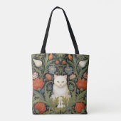 Tote Bag Chat blanc Art nouveau dans le jardin (Dos)