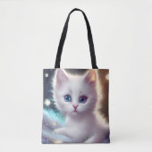 Tote Bag Chat blanc bouffé d'Imaginaire (Devant)