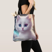 Tote Bag Chat blanc bouffé d'Imaginaire (De près)