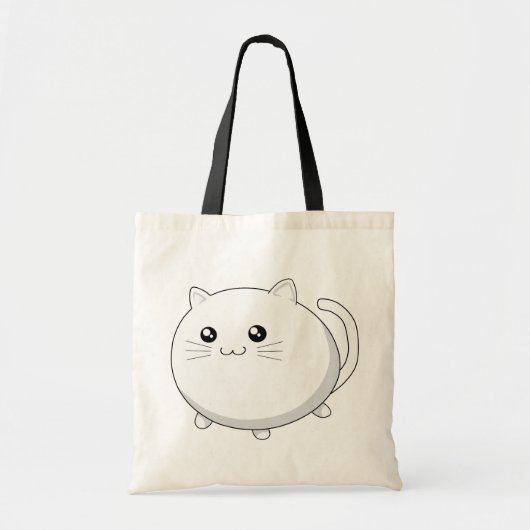 Tote Bag Chat blanc de minou de kawaii mignon (Devant)