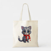 Tote Bag Chat bleu russe mignon de Noël (Dos)