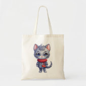 Tote Bag Chat bleu russe mignon de Noël (Devant)