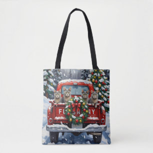 Tote Bag Chat Bleu Russe Noël Camion Rouge Fêtes