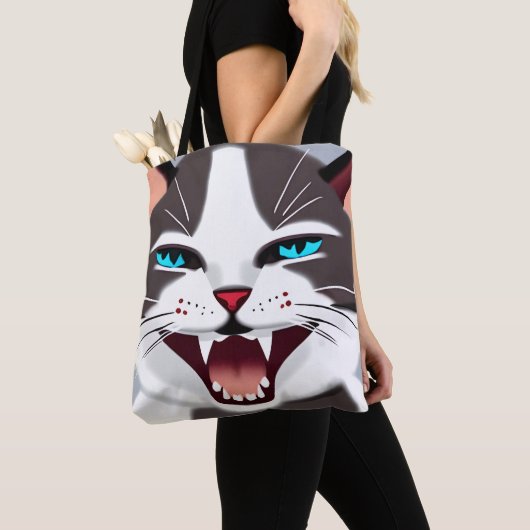 Tote Bag Chat bleu teinté (De près)