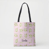 Tote Bag Chat brun mignon motif rose (Devant)