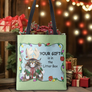 Tote Bag Chat cadeau de Noël Green Funny