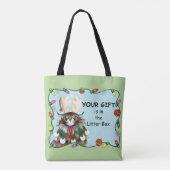 Tote Bag Chat cadeau de Noël Green Funny (Dos)