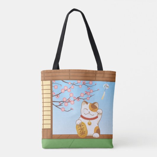 Tote Bag Chat Calico Lucky Japonais, Maneki Neko (Dos)