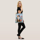 Tote Bag Chat Calico souriant dans le jardin fleuri (Sur le modèle)