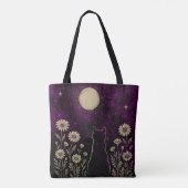 Tote Bag Chat céleste floral pourpre (Dos)