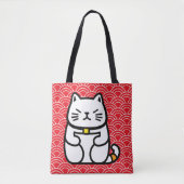 Tote Bag Chat chanceux japonais ou Maneki-Neko (Devant)