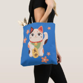 Tote Bag Chat Chanceux Maneki Neko Mignon (De près)