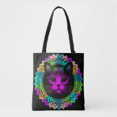 Tote Bag Chat charmant à motif dentelle (Devant)