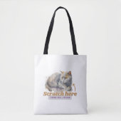 Tote Bag Chat Cheeky "Scratch Here, Merci Human" (Devant)