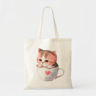 Tote Bag Chat Chibi Rose Pâté Kawaii