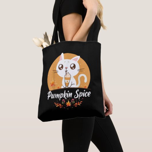Tote Bag Chat Citrouille Spice Shirt mignonne C'est Automne (De près)