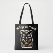 Tote Bag Chat classique d'Halloween | Trick foncé ou traite (Devant)