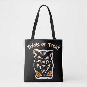 Tote Bag Chat classique d'Halloween   Trick foncé ou traite