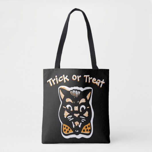 Tote Bag Chat classique d'Halloween | Trick foncé ou traite (Devant)