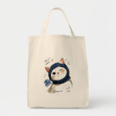 Tote Bag Chat clignant avec une écharpe tricotée confortabl (Devant)