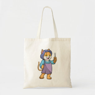 Tote Bag Chat coiffeur avec ciseaux