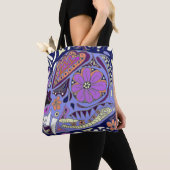 Tote Bag Chat coloré à motifs (De près)