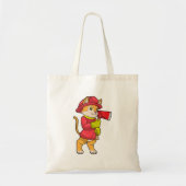 Tote Bag Chat comme pompier avec Ax (Devant)