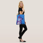 Tote Bag Chat confortable peint Kitty mignon Feline Fun Blu (Sur le modèle)