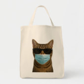 Tote Bag Chat cool avec des nuances et un masque (Devant)