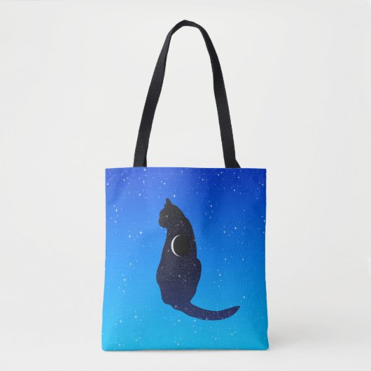 Tote Bag Chat cosmique sur un Arrière - plan Sky étoilé (Devant)