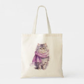 Tote Bag Chat Cosy Écharpe violette hiver (Dos)