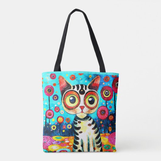 TOTE BAG CHAT COUPANT AVEC GRANDS YEUX DESIGN ABSTRAIT (Dos)