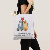 Tote Bag Chat Couple Amateurs Cute Funny Heureuse Sainte-Va (De près)